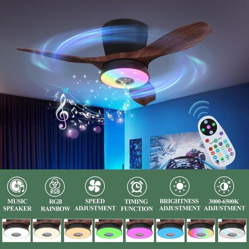 Portable Bluetooth Smart Ceiling Fan with LED Light