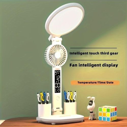Rechargeable LED Desk Lamp with USB Fan