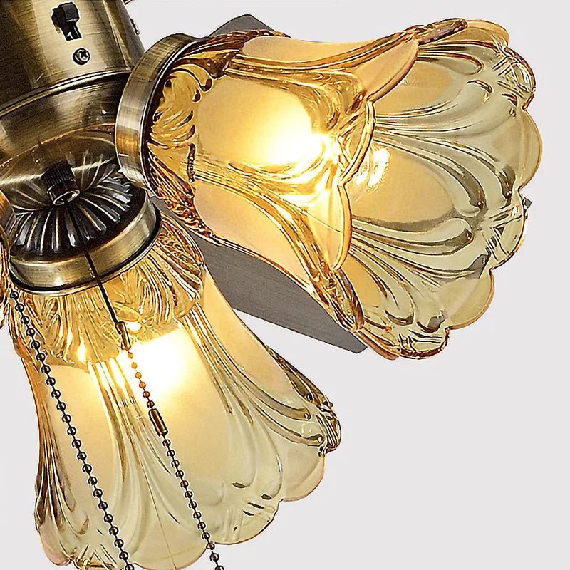 Wooden 5 Blade Ceiling Fan with Vintage Chandelier Light - Bumble Shop