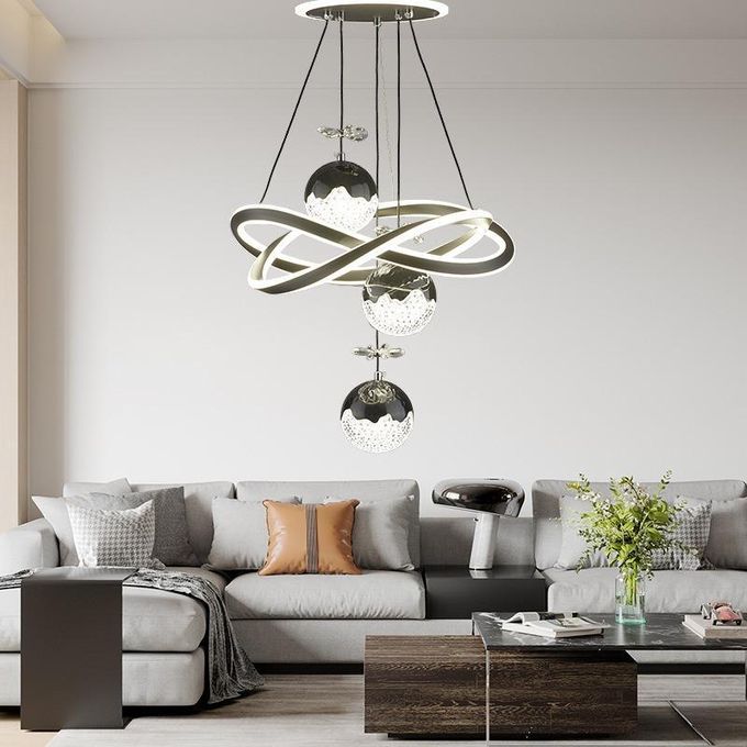 3 - Light Pendant Lamp with Translucent Crystal Color – Black (110V - 120V) - Bumble Shop