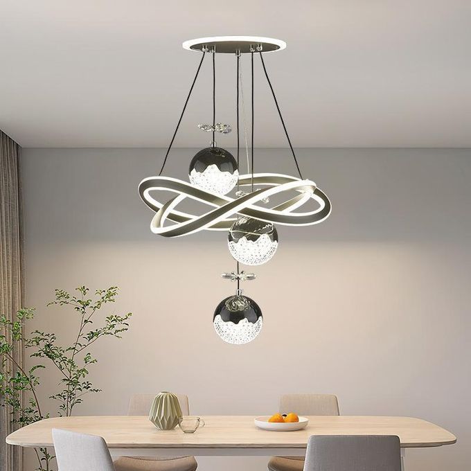 3 - Light Pendant Lamp with Translucent Crystal Color – Black (110V - 120V) - Bumble Shop