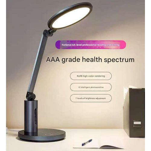 LED Desktop Study Table Lamp - Sliding Dimming - Eye Protection - Gray & Black