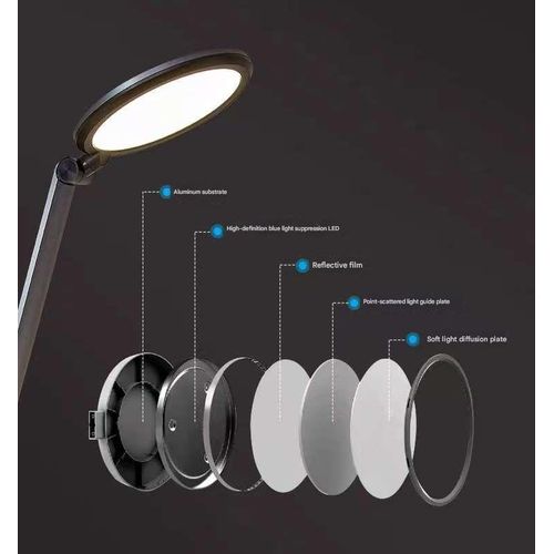 LED Desktop Study Table Lamp - Sliding Dimming - Eye Protection - Gray & Black