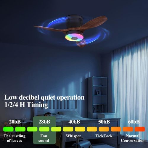 Portable Bluetooth Smart Ceiling Fan with LED Light