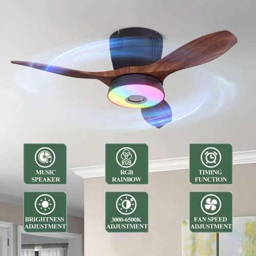 Portable Bluetooth Smart Ceiling Fan with LED Light