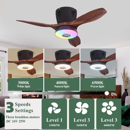 Portable Bluetooth Smart Ceiling Fan with LED Light