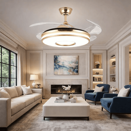 Stylish Retractable Ceiling Fan with LED Light and Easy Remote Control - Bumble Shop