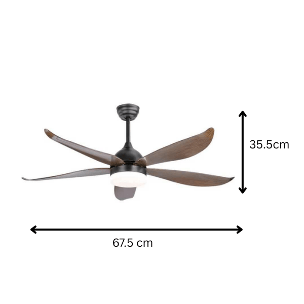 5 Blade Ceiling Fan with Light &amp; Remote Control – Modern Dark Wood Design - Bumble Shop