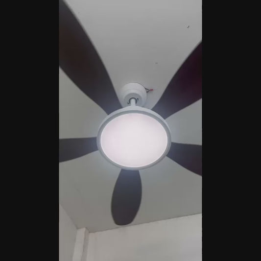 5 Blades Modern Art Ceiling Fan with Light + Remote Control - Dark Wood