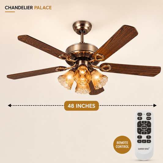 Summer Wind Luxury 5-Blade Ceiling Fan with Integrated 4-Light LED & Remote control for Bedrooms and - Bumble Shop