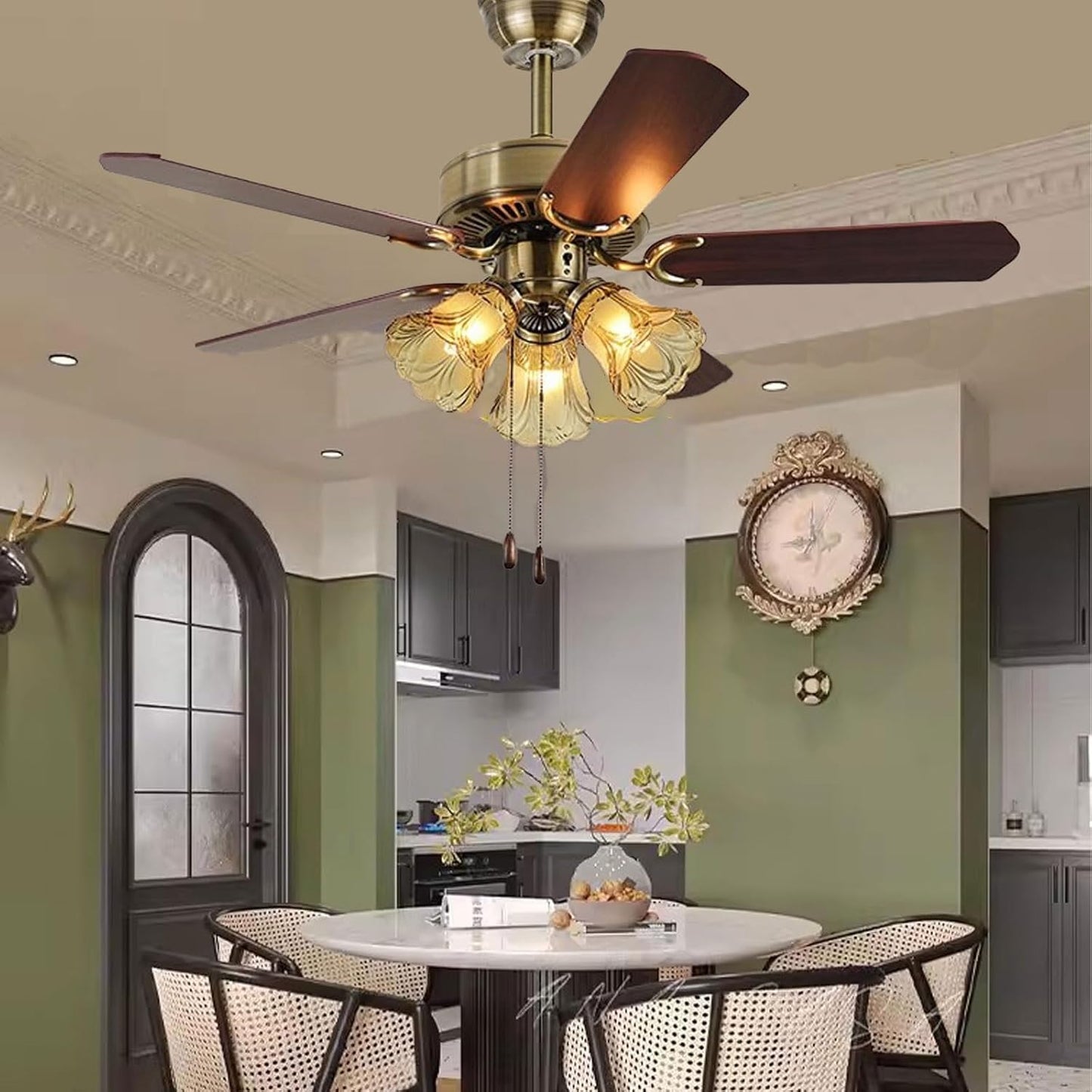Summer Wind Luxury 5-Blade Ceiling Fan with Integrated 4-Light LED & Remote control for Bedrooms and - Bumble Shop